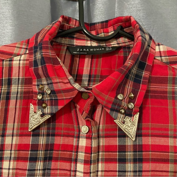 ZARA plaid studded shirt - Picture 2 of 3